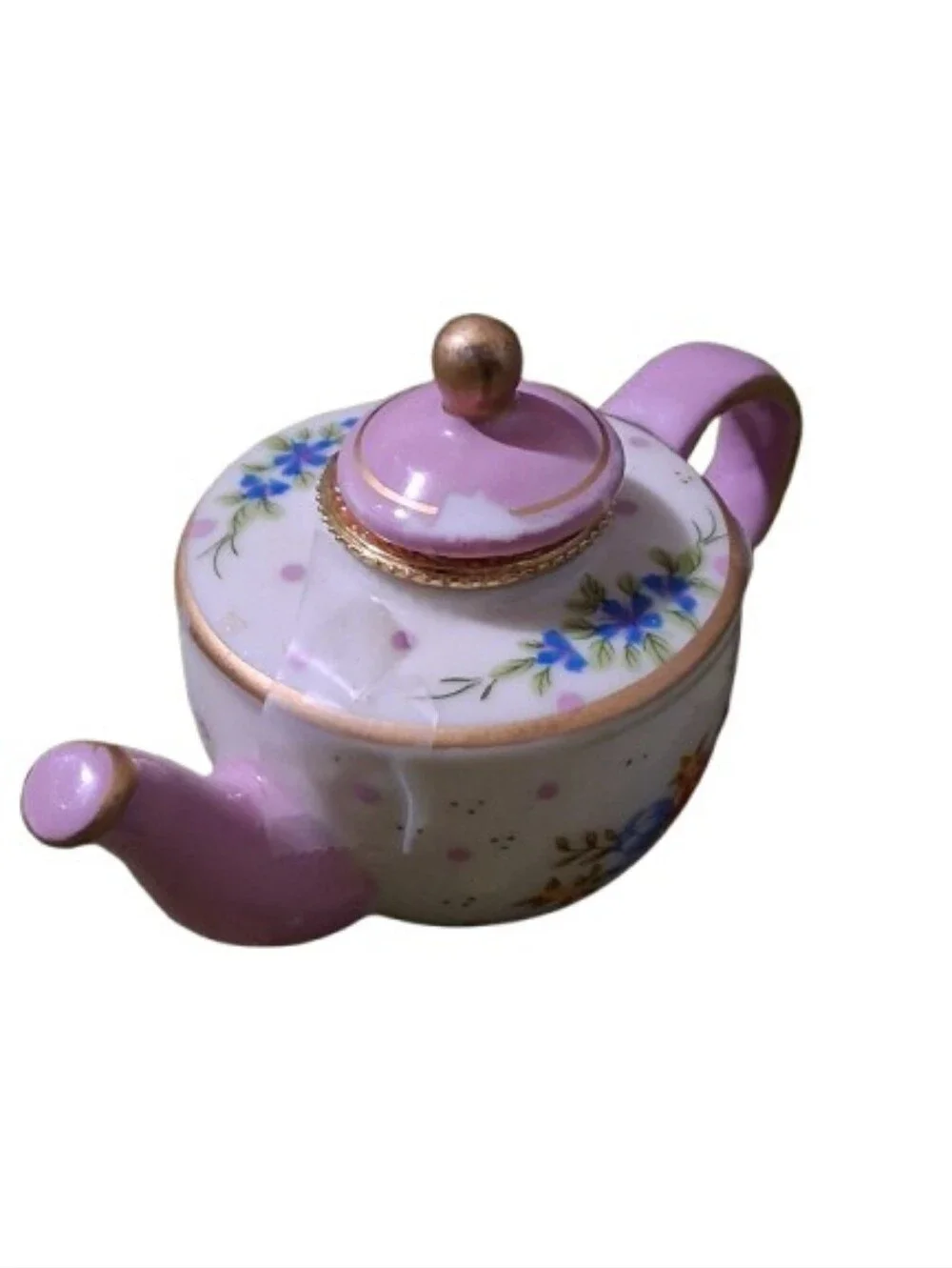Vintage Porcelain Miniature Teapot Trinket Box